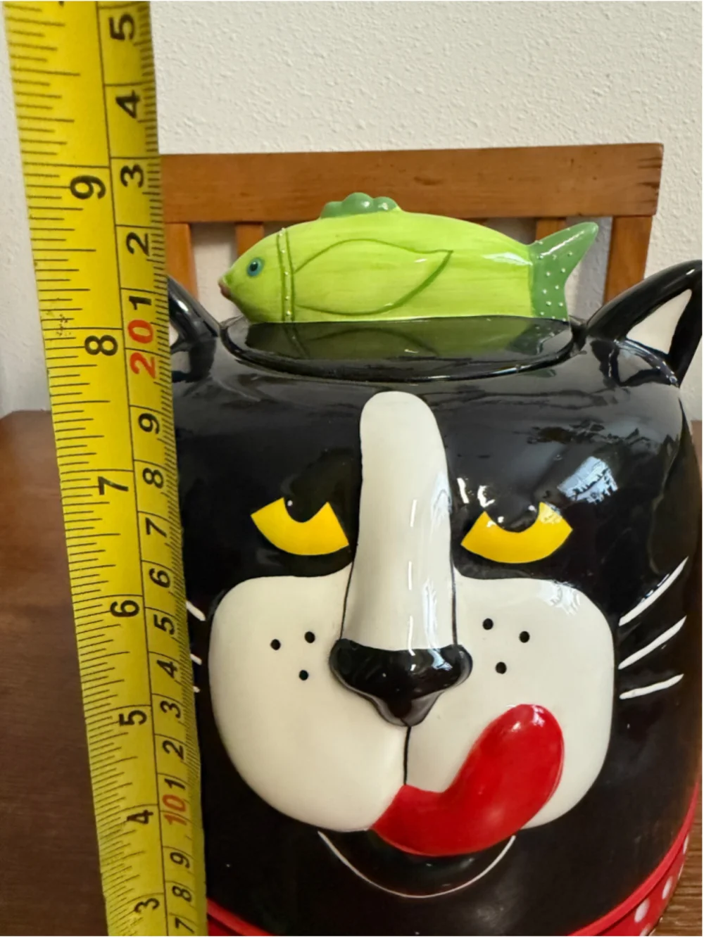 Carol Eldridge Black Cat Cookie Jar Fish Lid Unique Products Ceramic Vintage Can